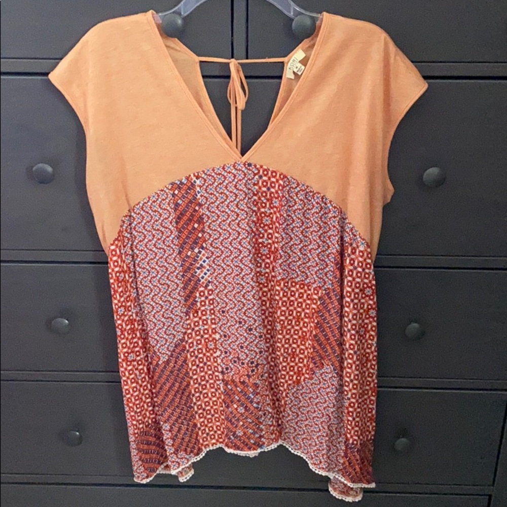 Mixed media flowy blouse